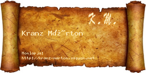 Kranz Márton névjegykártya